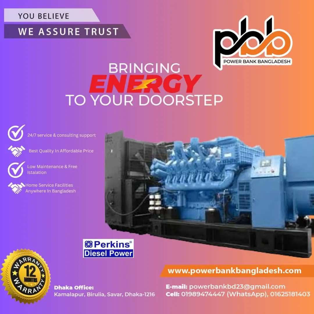 Large Perkins diesel generator with a 12 month warranty seal